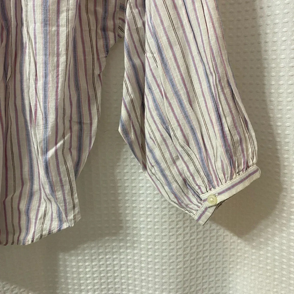 NWT LOFT Petite Striped Balloon Sleeve Woven Top - Picture 6 of 6